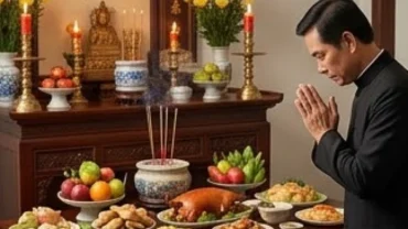 Mâm cỗ mặn truyền thống và người đại diện dâng hương đọc văn khấn tất niên gia tiên chiều 30 Tết