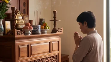 Gia chủ thành tâm thực hiện nghi lễ để hiểu rõ văn khấn và bài cúng khác nhau thế nào trong thờ cúng
