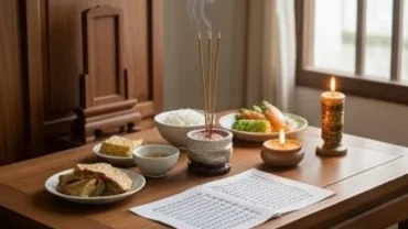 Bài văn khấn vong linh người mới mất và mâm cúng cơm trang nghiêm trên bàn thờ tạm