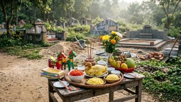 Mâm lễ vật truyền thống và bài văn khấn xây lăng mộ chuẩn phong thủy giúp nghi thức động thổ diễn ra trang nghiêm