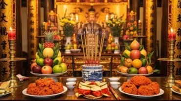 Bài văn khấn xin lộc Đền Tam Kỳ Hải Phòng và mâm lễ vật tươm tất dâng lên chánh điện cầu tài lộc