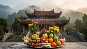 Mâm lễ tươm tất dâng cùng bài văn khấn xin lộc Quốc Mẫu Tây Thiên cầu tài lộc