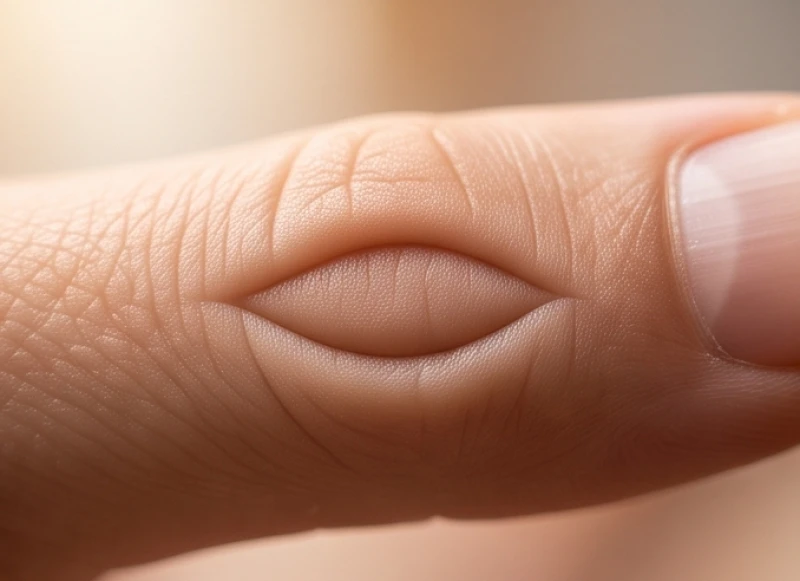 Đường vân giao nhau hình mắt phượng sắc nét trên đốt ngón tay cái