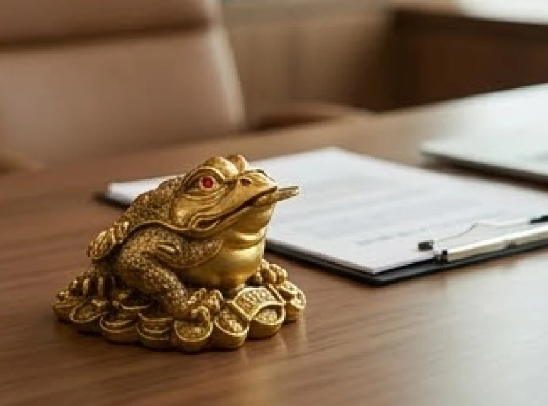 Bài trí tượng cóc ba chân hoặc tỳ hưu trên bàn làm việc để ổn định tài khí và kìm hãm chi tiêu bốc đồng