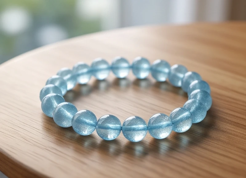 Vòng tay đá phong thủy Aquamarine xanh biếc giúp hóa giải những tương xung trong công việc