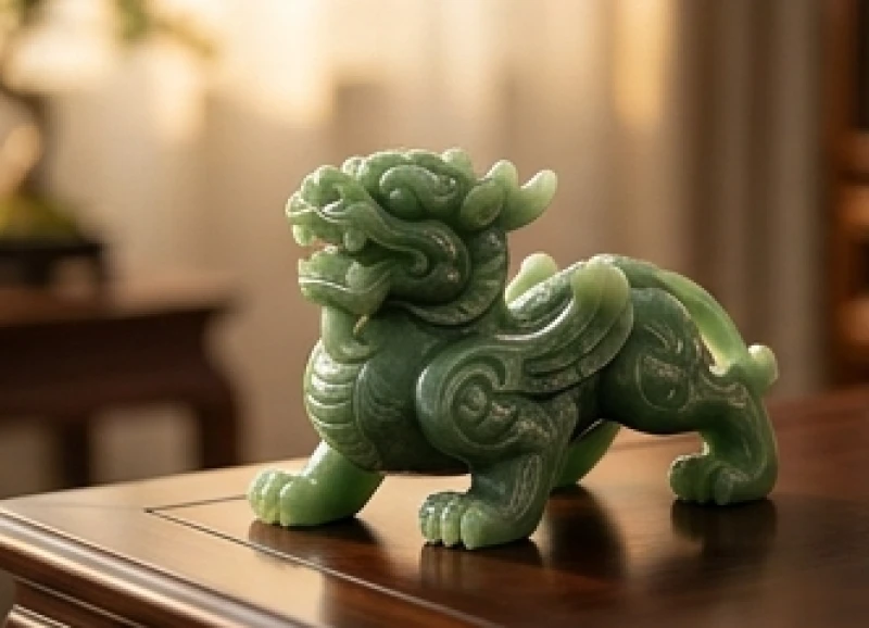 Tuổi Tuất mệnh gì: Tra cứu chuẩn nạp âm và màu phong thủy 5 Tượng linh vật Tỳ Hưu bằng ngọc cẩm thạch xanh đặt trên bàn làm việc thu hút tài lộc
