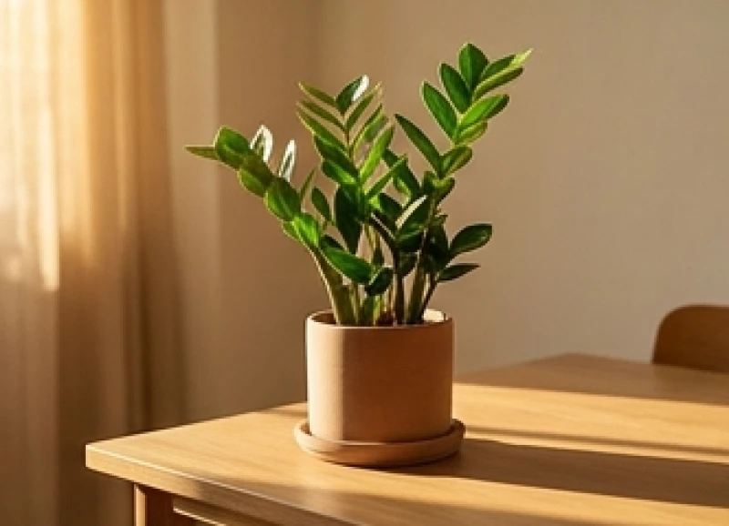 Cây kim tiền nhỏ để bàn màu xanh mướt giúp điều hòa năng lượng bản mệnh