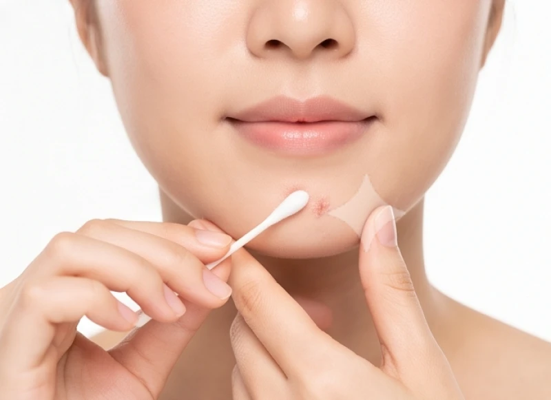 Nốt ruồi ở má phải: Ý nghĩa nam nữ, vị trí & chi phí tẩy Laser 9 Chăm sóc và làm sạch vùng da trên má phải bằng tăm bông và nước muối sinh lý