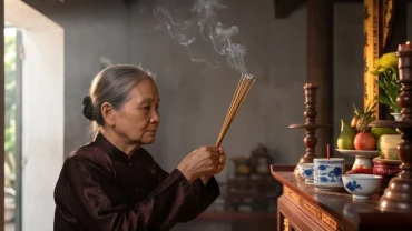Góc thờ cúng gia tiên thanh tịnh giải thích phần nào lý do vì sao người Việt tin vào điềm báo trong đời sống