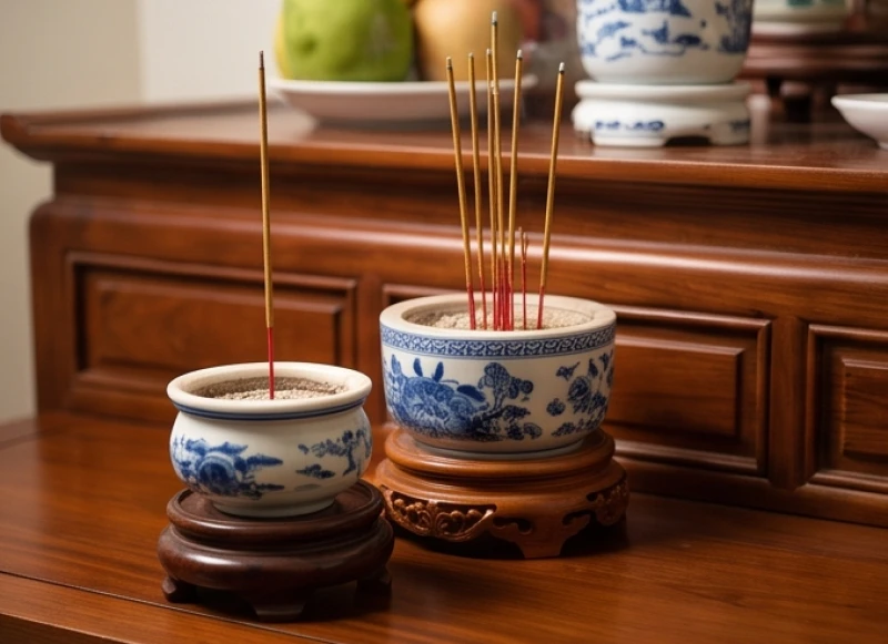 Văn khấn giỗ người mất trẻ: Bài khấn chuẩn & cách sắm mâm lễ 4 Bát hương người mất trẻ có kích thước nhỏ hơn và được đặt thấp hơn bát hương gia tiên
