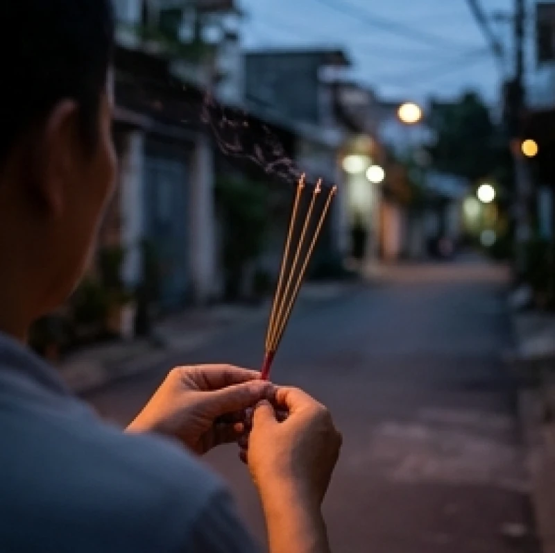 Văn khấn cầu siêu cho vong linh không nơi nương tựa đúng nghi thức 4 Gia chủ cầm hương đứng từ mép sân hướng mặt ra ngoài mặt đường lớn để đọc bài khấn cúng thí thực