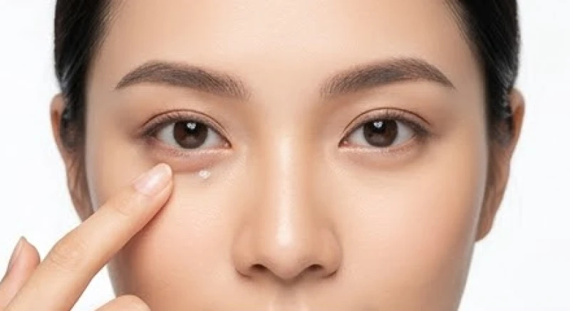 Cung tử tức trên khuôn mặt: Cách xem đường con cái và cải vận 1 Người phụ nữ dùng ngón tay trỏ đặt nhẹ lên phần bọng mắt dưới để xác định vị trí cung tử tức trên khuôn mặt