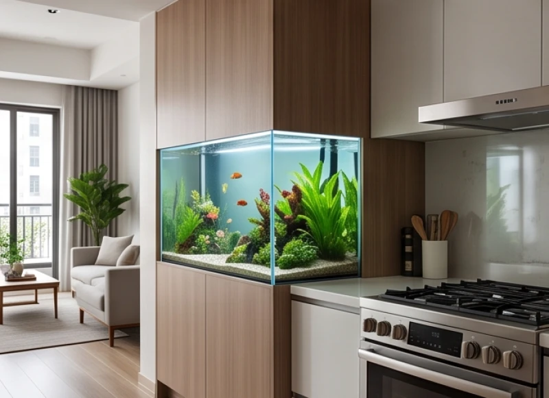 Tránh đặt bể cá ngay sát khu vực bếp đun để không phạm phải xung đột Thủy Hỏa
