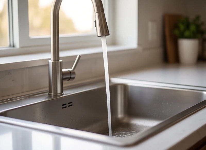Hướng bếp hợp tuổi Tý: chuẩn nam nữ 5 can chi & quy tắc bố trí 8 Vòi nước xả vào chậu rửa inox cao cấp đặt tại góc khuất của gian bếp