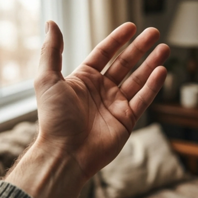 Cận cảnh gò Thủy Tinh dưới ngón út tay trái nam giới hiển thị đường chỉ tay hôn nhân