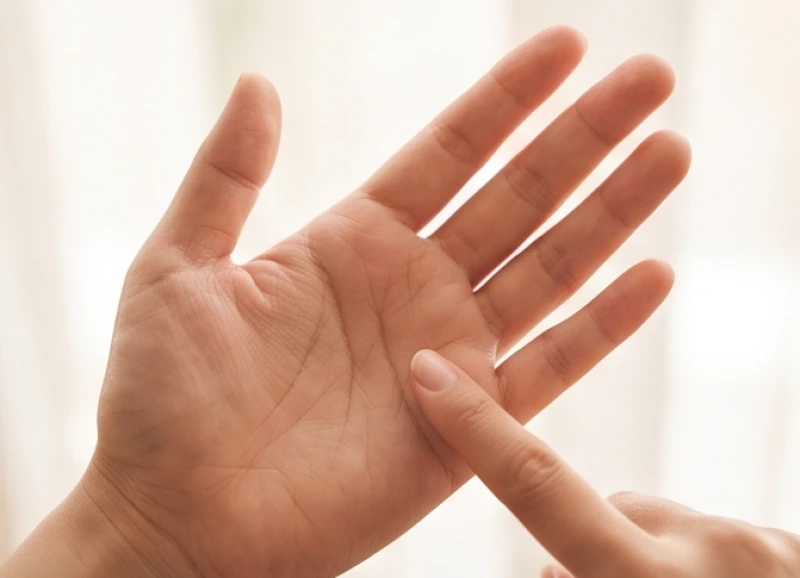 Đường hôn nhân ngắn: Cách đo tỷ lệ chuẩn và phương pháp hóa giải 5 Bàn tay xòe rộng chỉ rõ khoảng cách từ đường tâm đạo đến chân ngón tay út