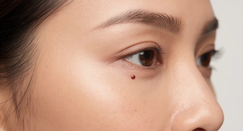 Nốt ruồi lệ ở nữ: Ý nghĩa vị trí, màu sắc và lưu ý tẩy an toàn 1 Cận cảnh vị trí nốt ruồi lệ ở nữ nằm sát mí mắt dưới tạo thành điểm nhấn trên khuôn mặt