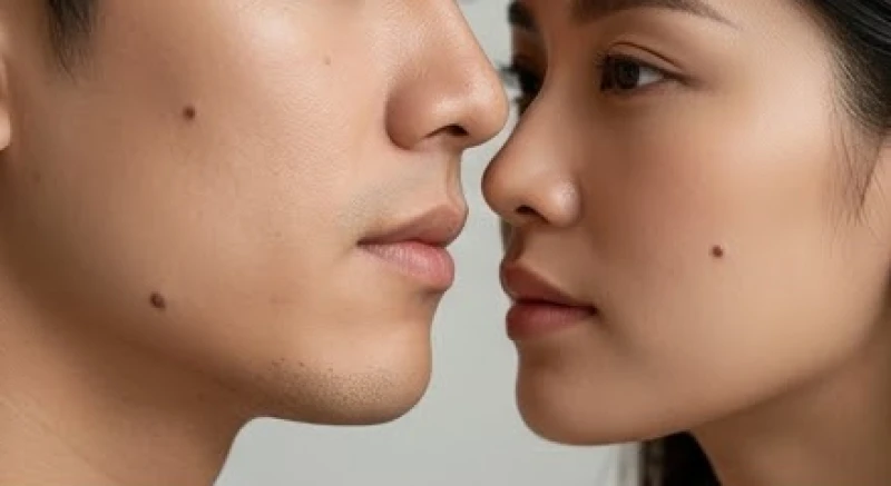 Sơ đồ xem tướng nốt ruồi trên khuôn mặt thể hiện các vị trí cát hung