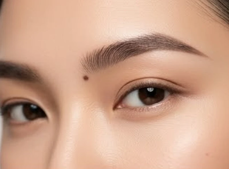 Các vị trí đầu và đuôi của nốt ruồi trên lông mày được thể hiện rõ nét trên gương mặt