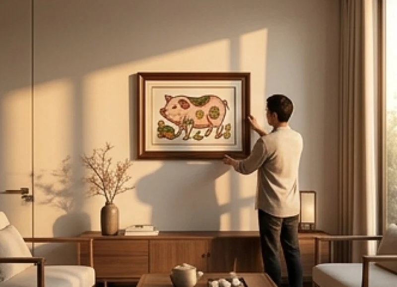 Bố trí bức tranh con lợn ở mảng tường sáng sủa để điều tiết dòng chảy năng lượng trong không gian sống