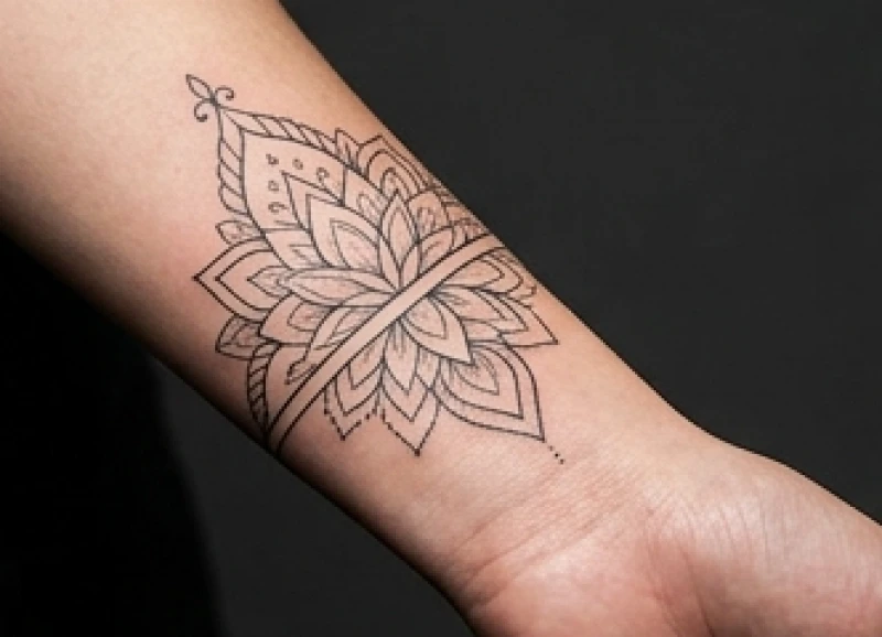 Hình xăm Mandala thanh mảnh được đặt tinh tế ở vị trí cổ tay dành cho nữ giới