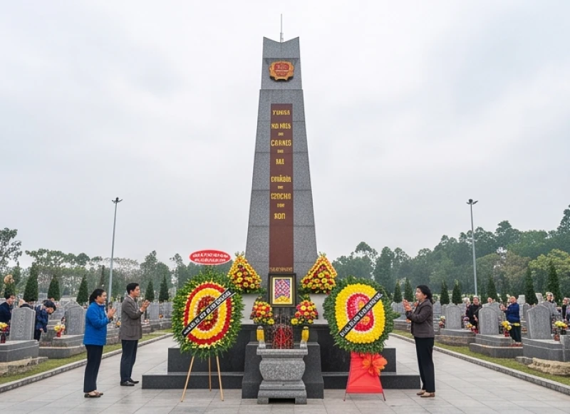 Văn khấn ngày Thương binh Liệt sĩ 27/7: Bài cúng chuẩn nhất 7 Đoàn người xếp hàng dâng hương tại đài tưởng niệm trung tâm của nghĩa trang liệt sĩ