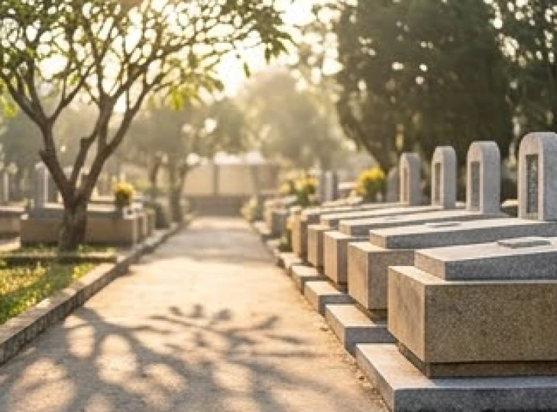 Văn khấn 49 ngày ngoài mộ: Trình tự dâng lễ và 2 bài cúng chuẩn 5 Khung cảnh nghĩa trang tĩnh lặng và trang nghiêm vào buổi sáng ngập tràn ánh nắng ấm áp
