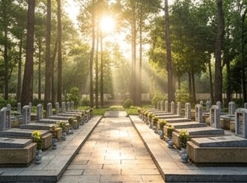 Những lối đi lát đá và các khu mộ liệt sĩ ngập tràn ánh nắng tại nghĩa trang Hàng Dương