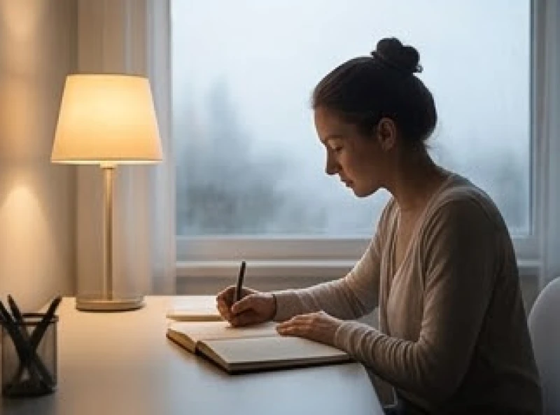 Mơ thấy gấu trắng: Đối chiếu điềm báo và con số may mắn 9 Người đang ngồi bình tâm viết lách tự do vào một cuốn sổ dưới ánh đèn vàng ấm áp để gỡ rối tiềm thức