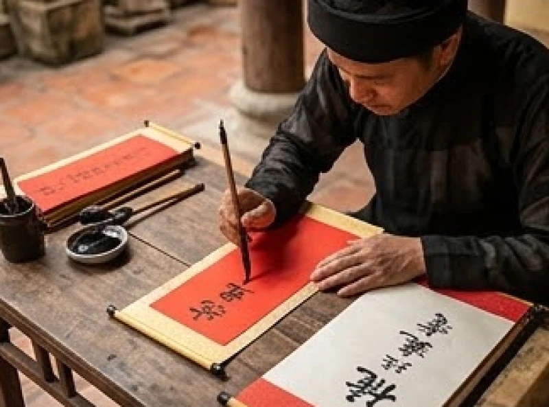 Thầy đồ cẩn thận viết những dòng chữ Nho lên tờ sớ đỏ ghi rõ họ tên và số vốn vay