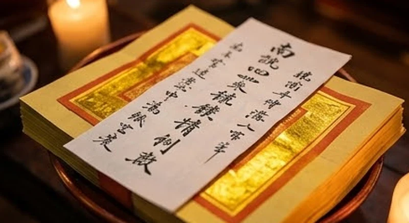 Tờ sớ điệp viết bằng chữ Nho được đặt ngay ngắn trên đài lễ kim ngân dâng lên các chư vị thần linh