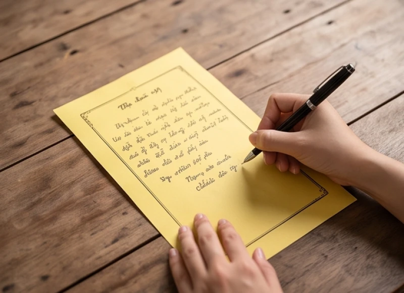 Lá sớ chữ Quốc ngữ được viết nắn nót bằng mực đen ghi đầy đủ họ tên và bản mệnh của gia chủ