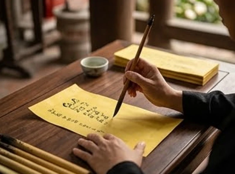 Văn khấn ngày tiệc Mẫu Hưng Yên: Bài cúng chuẩn và lịch dâng lễ 8 Tờ sớ điệp màu vàng rực rỡ được ghi đầy đủ thông tin gia quyến chuẩn bị dâng lên ban thờ