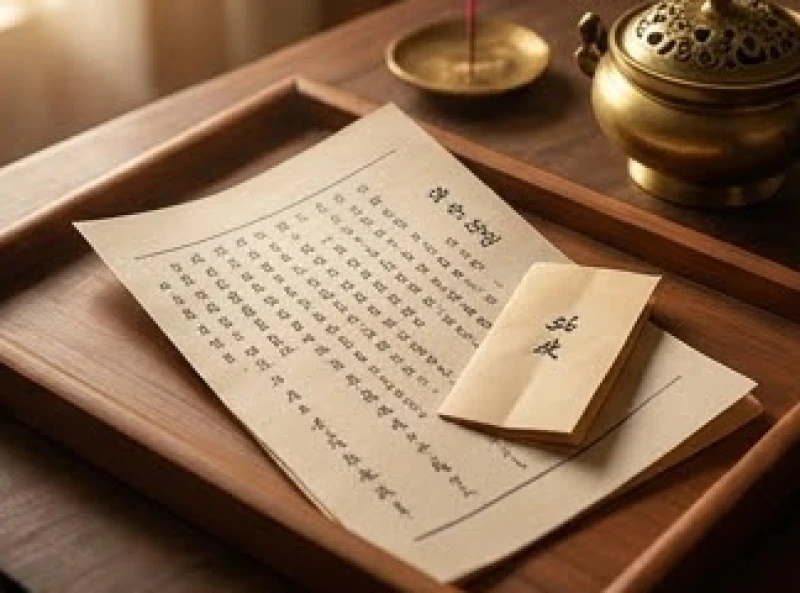 Tờ sớ cúng và một mảnh giấy nhỏ ghi chú các tên húy đã được đổi vần kẹp bên trong