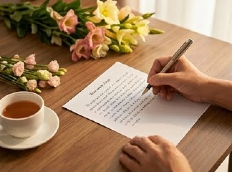 Tờ giấy ghi chú cẩn thận nội dung bài khấn đầy tháng với các thông tin đã được điều chỉnh