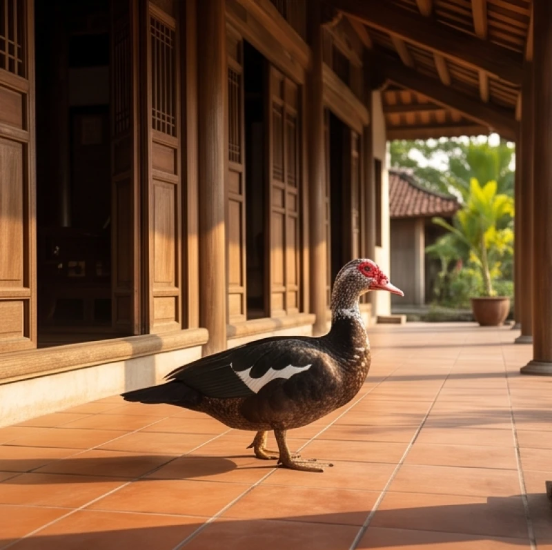 Mơ thấy vịt xiêm đánh con gì? Giải mã điềm báo phong thủy 8 Con vịt xiêm chậm rãi bước qua bậc thềm hiên nhà mang theo vượng khí và những điềm báo đại cát