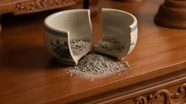 Giải mã vỡ bát hương là điềm gì thông qua hiện trạng chiếc bát nhang gốm sứ bị nứt vỡ trên bàn thờ gia tiên