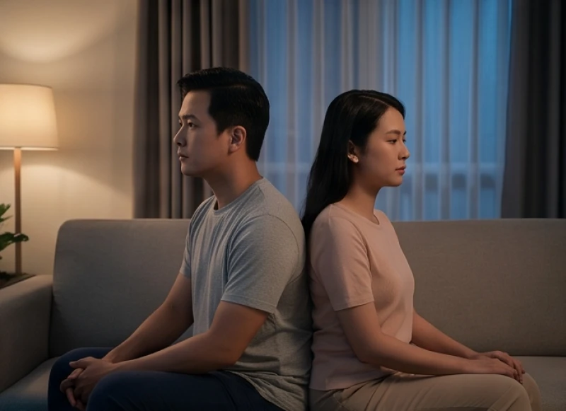 Mơ thấy cãi nhau: Giải mã điềm báo, tâm lý và con số may mắn 6 Cặp đôi im lặng quay lưng vào nhau thể hiện nỗi niềm khi mơ thấy vợ chồng cãi nhau trong đêm