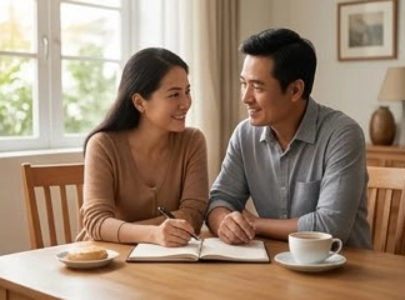 Tử vi trọn đời tuổi Kỷ Tỵ 1989 nữ mạng: Mốc vận hạn & tuổi kỵ 3 Hai vợ chồng cùng nhau xem xét kế hoạch tài chính và chia sẻ định hướng tương lai