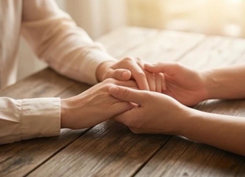Tứ hành xung là gì: Bản chất 3 nhóm tuổi và cách hóa giải 6 Đôi bàn tay của vợ chồng đan vào nhau trên bàn gỗ thể hiện sự thấu hiểu và nhường nhịn