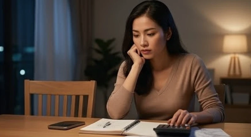 Mơ thấy chồng cho tiền: Điềm báo hôn nhân và con số may mắn 2 Người vợ đăm chiêu xem xét cuốn sổ thu chi gia đình dưới ánh đèn vàng mờ ảo