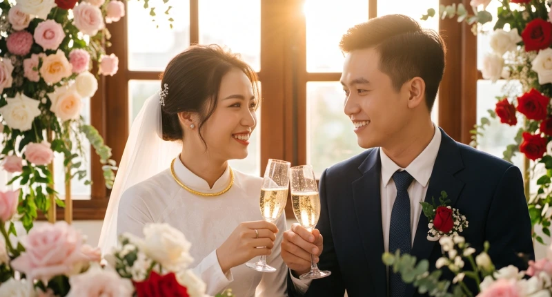 Nụ cười viên mãn của cô dâu tuổi Tý khi kết duyên cùng chú rể thuộc nhóm Tam hợp Thủy cục