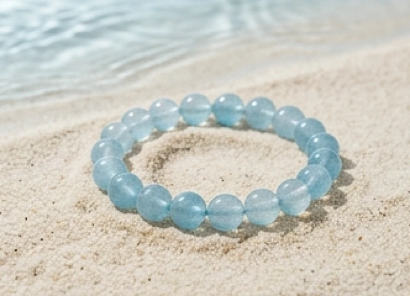 Vòng tay đá phong thủy tuổi Dần: Bảng giá và size hạt chuẩn 3 Vòng tay đá Aquamarine màu xanh lam trong vắt phù hợp với người tuổi Giáp Dần mệnh Thủy