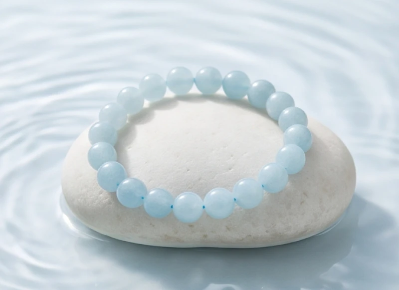 Chuỗi vòng tay đá aquamarine xanh lam thanh thoát tỏa ánh sáng nhẹ nhàng