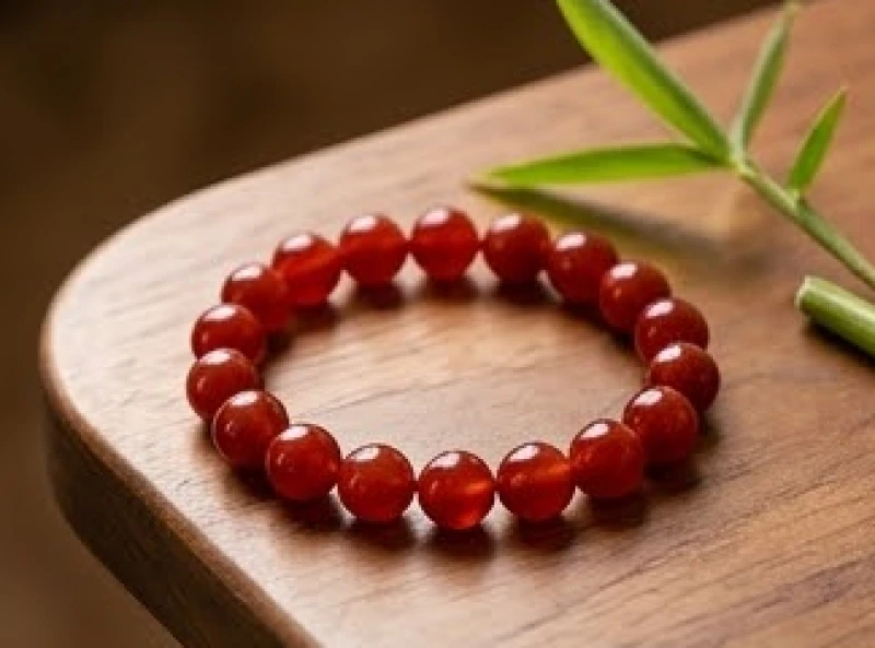 Chuỗi vòng tay đá mã não đỏ đậm với những đường vân tự nhiên tinh tế