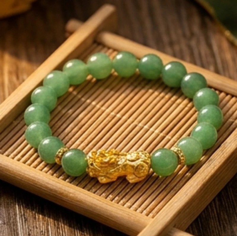 Vòng tay đá phong thủy tuổi Sửu: Quy tắc chọn hạt và bảng giá 4 Vòng tay cẩm thạch xanh lá đính kèm charm tỳ hưu bọc vàng tinh xảo giúp chiêu tài lộc