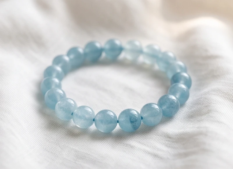 Vòng tay đá phong thủy tuổi Tý: Cách chọn số hạt, size và bảng giá 2 Chiếc vòng tay đá Aquamarine xanh biển dịu mát giúp tăng cường sự tập trung và tự tin