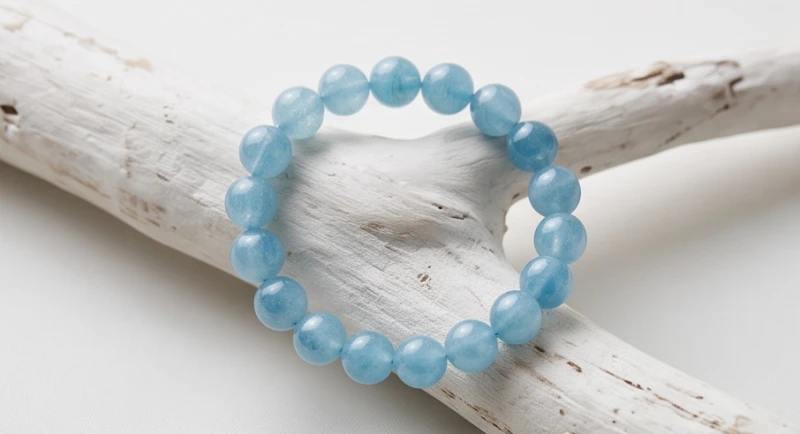 Vòng tay đá aquamarine xanh dương trong vắt đại diện cho mệnh Thủy an lành