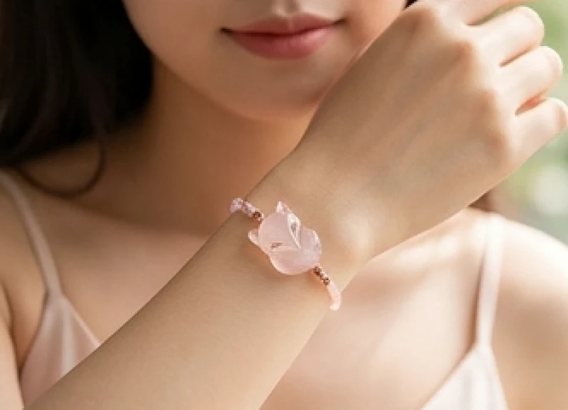 Tình duyên tuổi Thân: Mức độ hợp khắc & cách hóa giải phong thủy 9 Vòng tay đá hồ ly thạch anh hồng đeo trên cổ tay thanh mảnh nhằm thu hút vượng khí