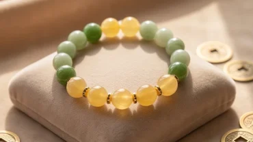 Chiếc vòng tay đá phong thủy tuổi tý bằng ngọc bích và thạch anh cao cấp mang lại vượng khí